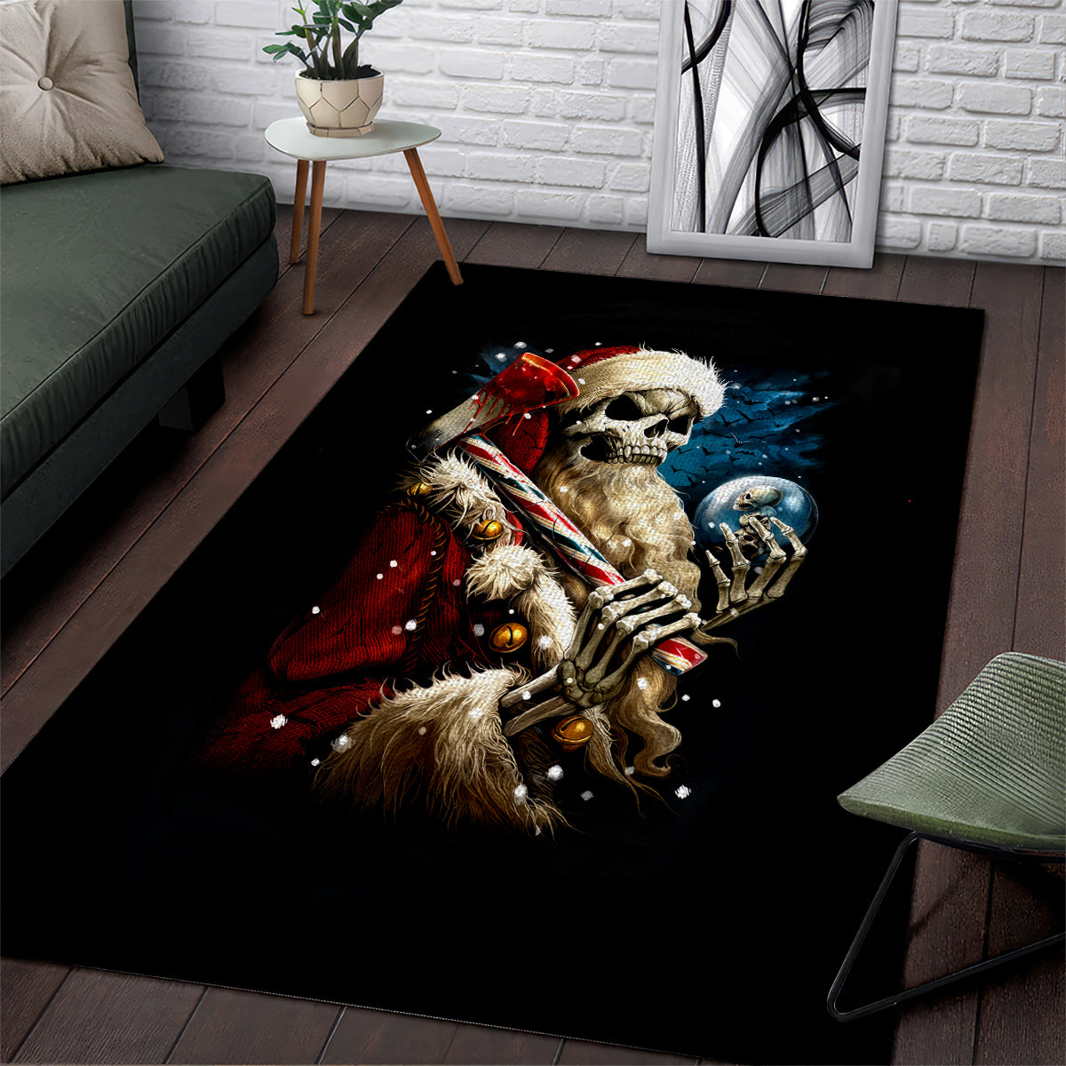 Skeleton Santa Claus Area Rug Santa Claus Is Coming To Town - Wonder Print Shop