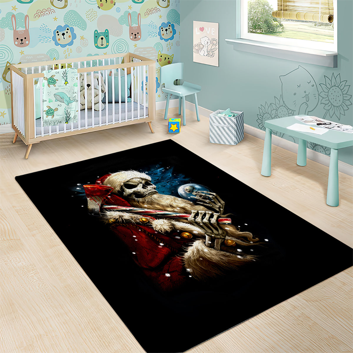 Skeleton Santa Claus Area Rug Santa Claus Is Coming To Town - Wonder Print Shop