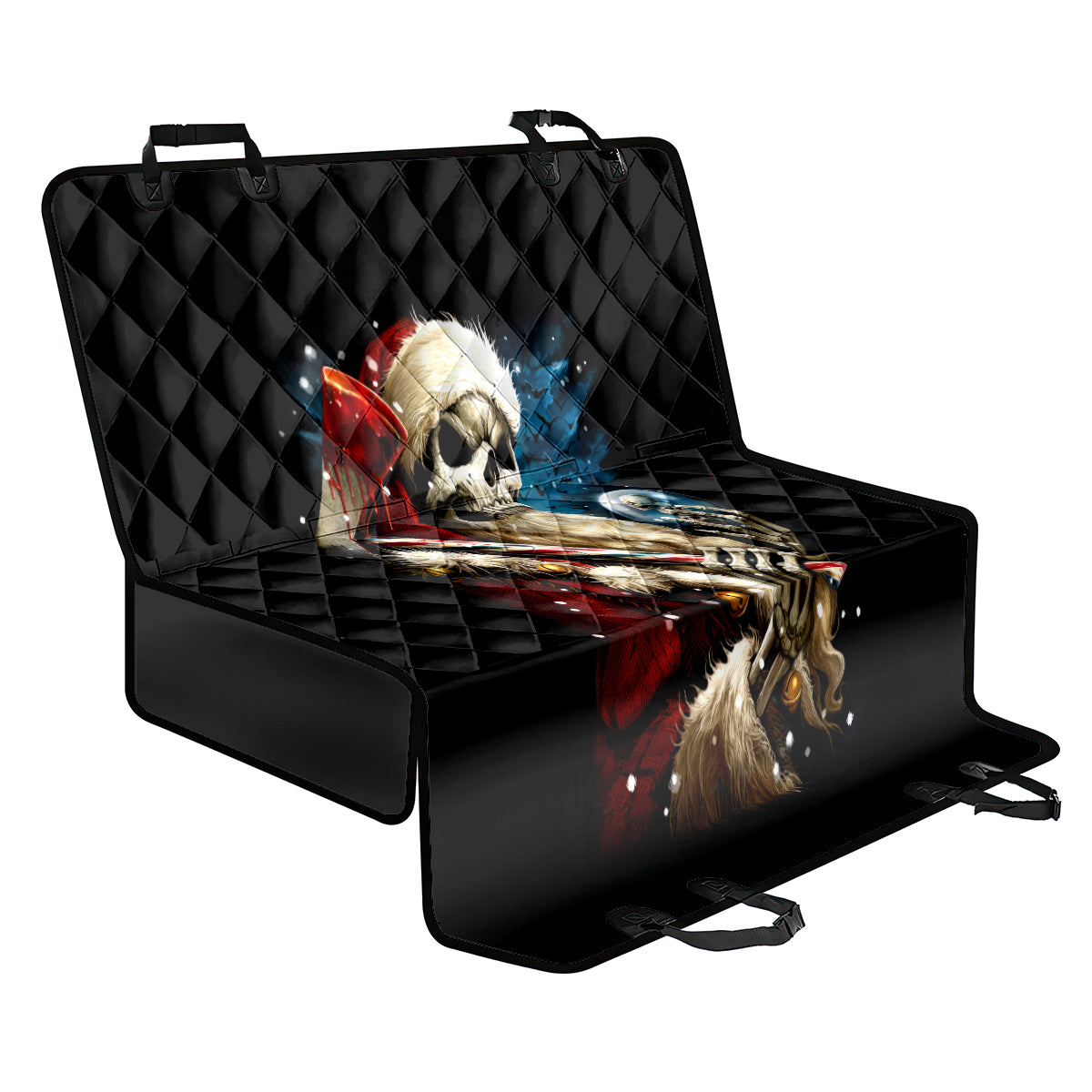 Skeleton Santa Claus Back Car Seat Cover Santa Claus Is Coming To Town - Wonder Print Shop