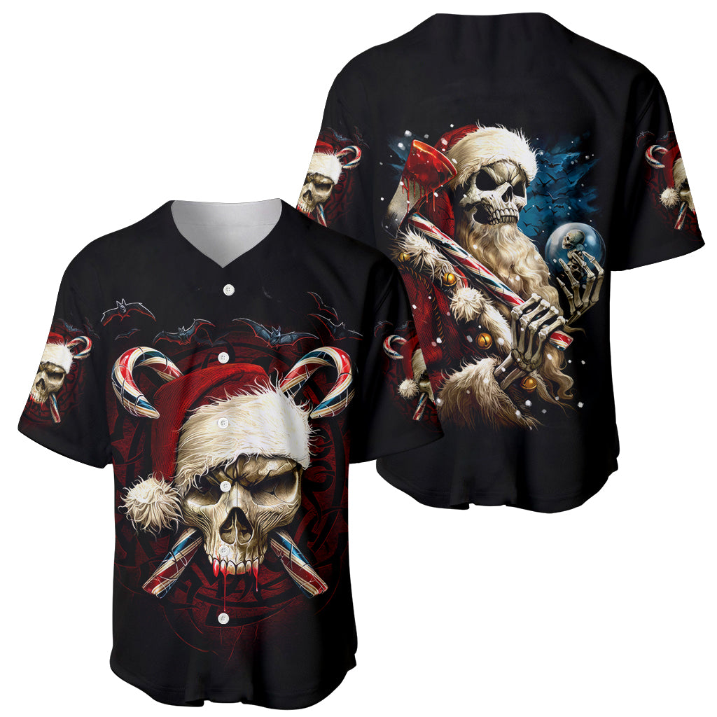 Skeleton Santa Claus Baseball Jersey Santa Claus Is Coming To Town - Wonder Print Shop