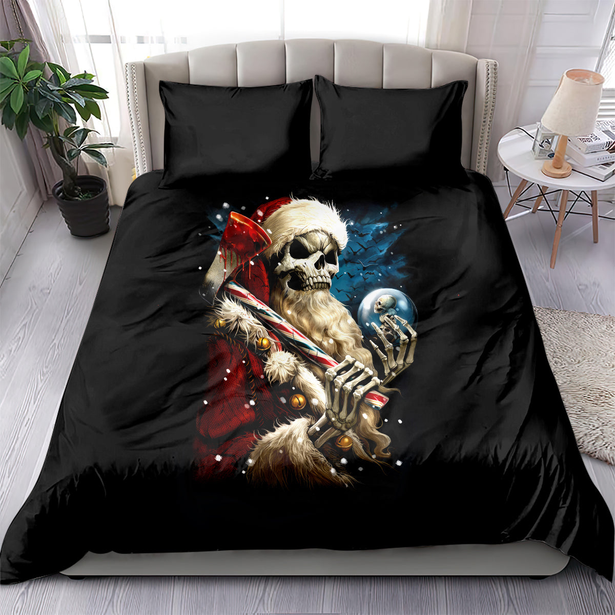 Skeleton Santa Claus Bedding Set Santa Claus Is Coming To Town - Wonder Print Shop