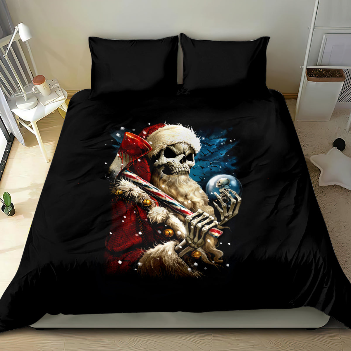 Skeleton Santa Claus Bedding Set Santa Claus Is Coming To Town - Wonder Print Shop