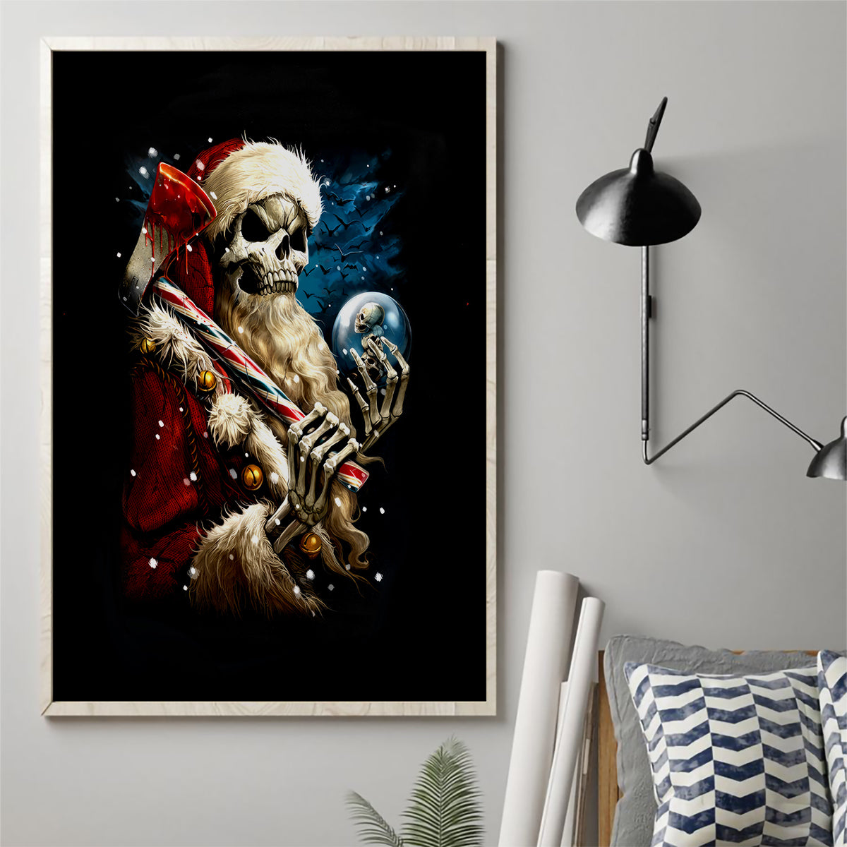 Skeleton Santa Claus Canvas Wall Art Santa Claus Is Coming To Town - Wonder Print Shop