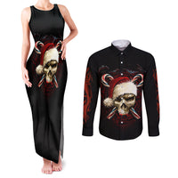 Skeleton Santa Claus Couples Matching Tank Maxi Dress and Long Sleeve Button Shirt Santa Claus Is Coming To Town - Wonder Print Shop