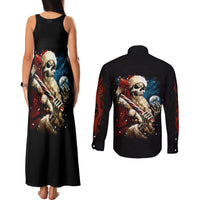 Skeleton Santa Claus Couples Matching Tank Maxi Dress and Long Sleeve Button Shirt Santa Claus Is Coming To Town - Wonder Print Shop
