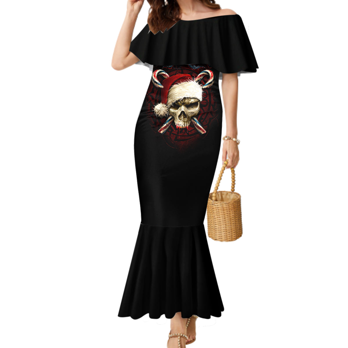 Skeleton Santa Claus Family Matching Mermaid Dress and Hawaiian Shirt Santa Claus Is Coming To Town - Wonder Print Shop