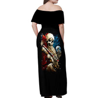 Skeleton Santa Claus Family Matching Off Shoulder Maxi Dress and Hawaiian Shirt Santa Claus Is Coming To Town - Wonder Print Shop