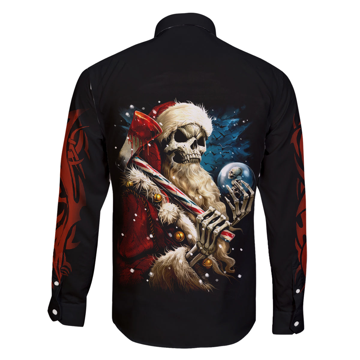 Skeleton Santa Claus Family Matching Off Shoulder Short Dress and Hawaiian Shirt Santa Claus Is Coming To Town - Wonder Print Shop