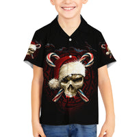 Skeleton Santa Claus Family Matching Off Shoulder Short Dress and Hawaiian Shirt Santa Claus Is Coming To Town - Wonder Print Shop