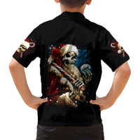 Skeleton Santa Claus Family Matching Short Sleeve Bodycon Dress and Hawaiian Shirt Santa Claus Is Coming To Town - Wonder Print Shop
