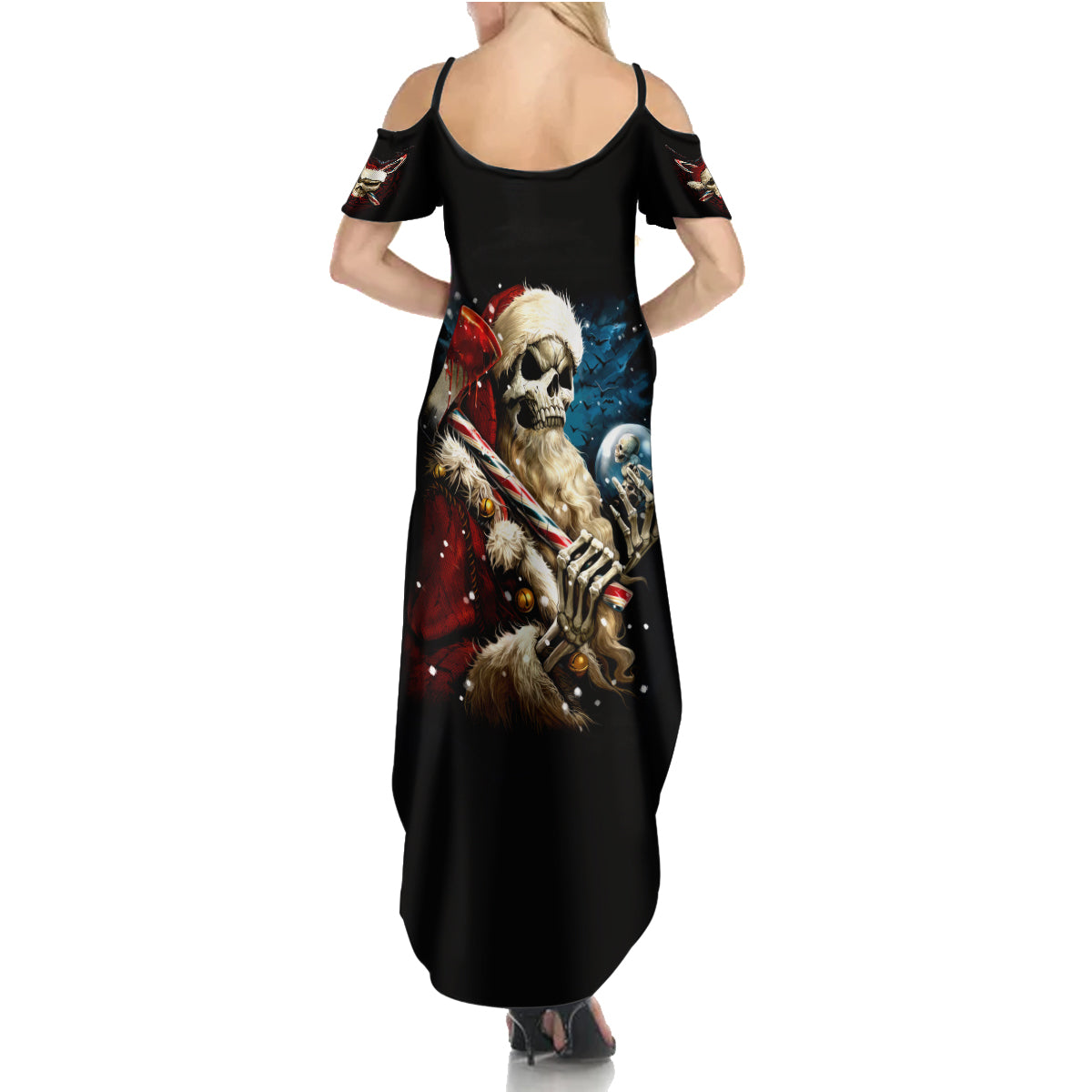 Skeleton Santa Claus Family Matching Summer Maxi Dress and Hawaiian Shirt Santa Claus Is Coming To Town - Wonder Print Shop