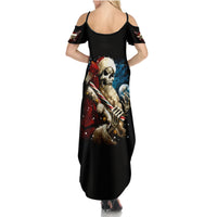 Skeleton Santa Claus Family Matching Summer Maxi Dress and Hawaiian Shirt Santa Claus Is Coming To Town - Wonder Print Shop