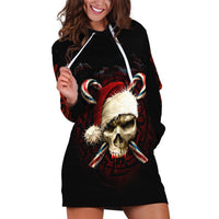 Skeleton Santa Claus Hoodie Dress Santa Claus Is Coming To Town - Wonder Print Shop
