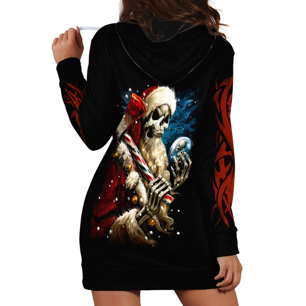 Skeleton Santa Claus Hoodie Dress Santa Claus Is Coming To Town - Wonder Print Shop