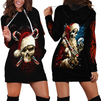 Skeleton Santa Claus Hoodie Dress Santa Claus Is Coming To Town - Wonder Print Shop