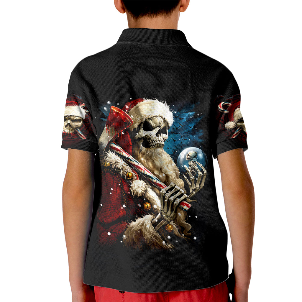 Skeleton Santa Claus Kid Polo Shirt Santa Claus Is Coming To Town - Wonder Print Shop