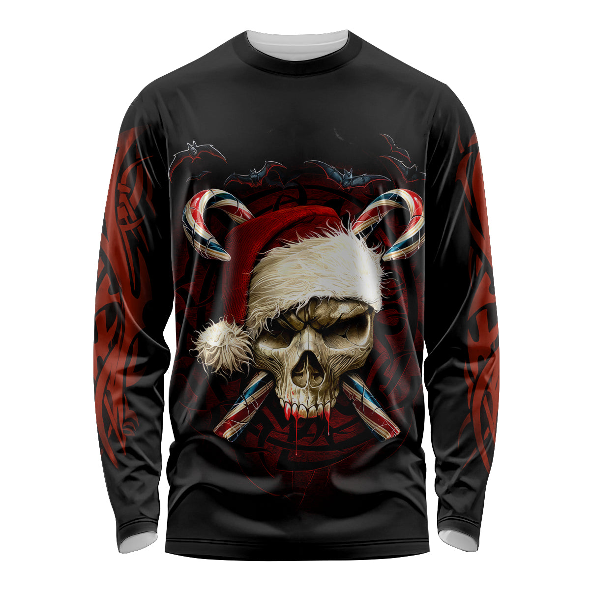 Skeleton Santa Claus Long Sleeve Shirt Santa Claus Is Coming To Town - Wonder Print Shop