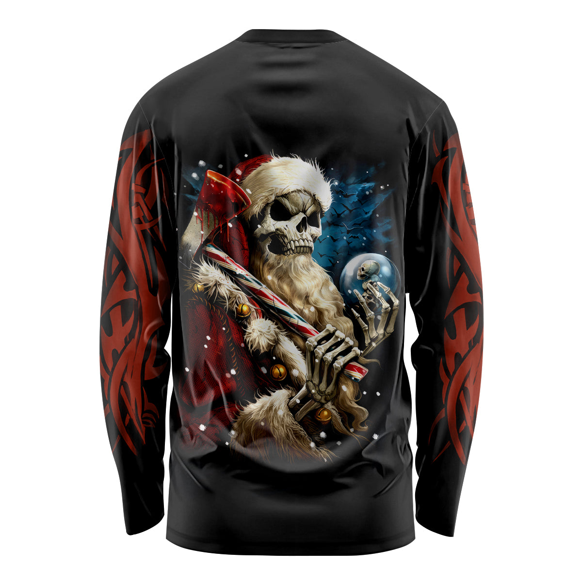 Skeleton Santa Claus Long Sleeve Shirt Santa Claus Is Coming To Town - Wonder Print Shop