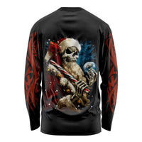 Skeleton Santa Claus Long Sleeve Shirt Santa Claus Is Coming To Town - Wonder Print Shop