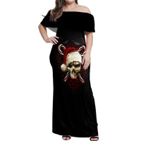 Skeleton Santa Claus Off Shoulder Maxi Dress Santa Claus Is Coming To Town - Wonder Print Shop