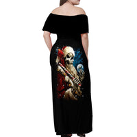Skeleton Santa Claus Off Shoulder Maxi Dress Santa Claus Is Coming To Town - Wonder Print Shop