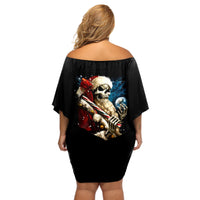 Skeleton Santa Claus Off Shoulder Short Dress Santa Claus Is Coming To Town - Wonder Print Shop