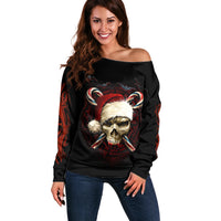 Skeleton Santa Claus Off Shoulder Sweater Santa Claus Is Coming To Town - Wonder Print Shop