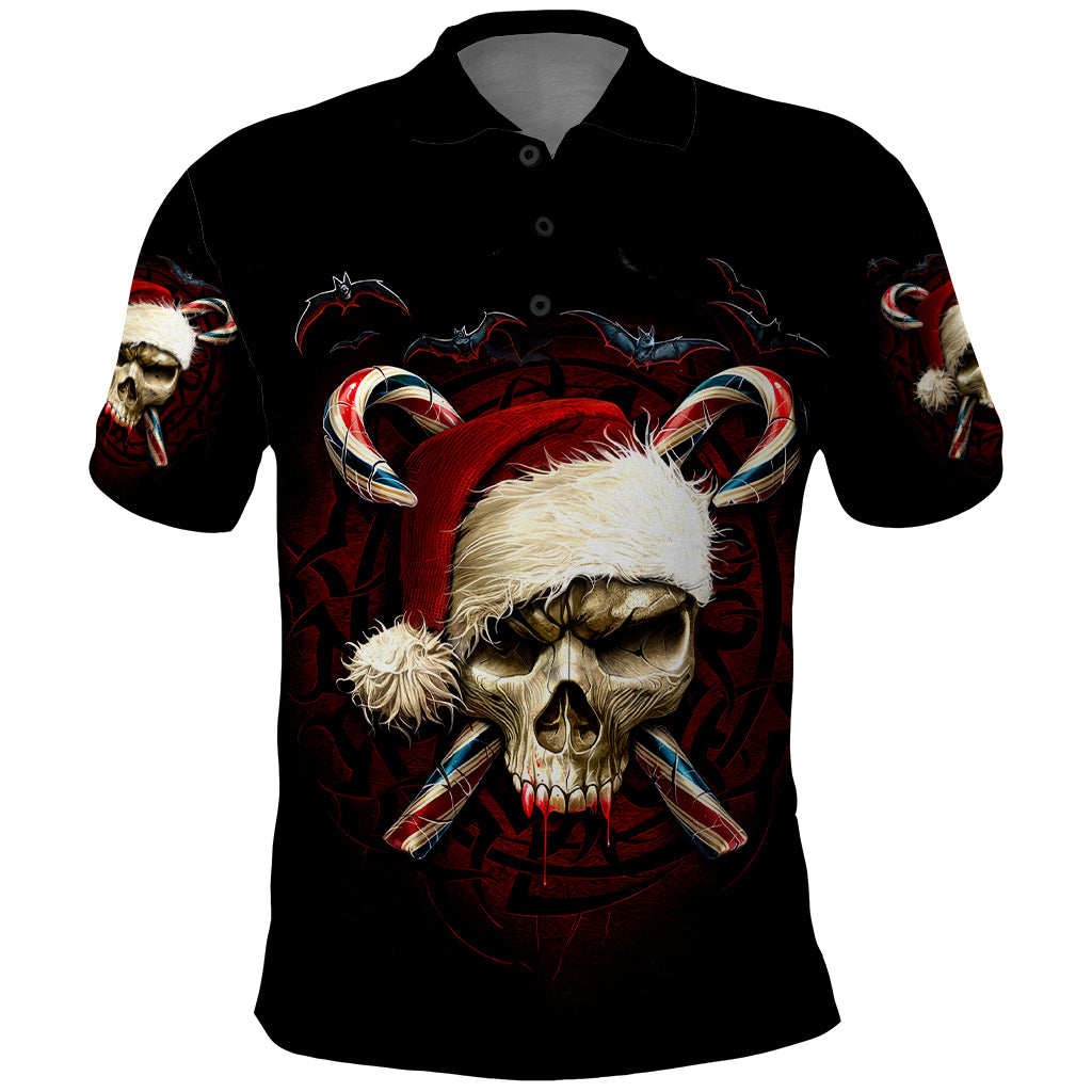 Skeleton Santa Claus Polo Shirt Santa Claus Is Coming To Town - Wonder Print Shop