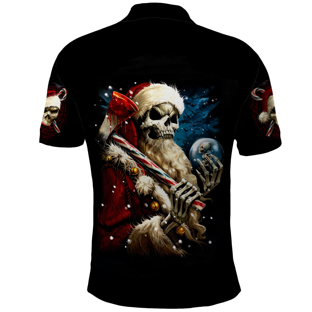 Skeleton Santa Claus Polo Shirt Santa Claus Is Coming To Town - Wonder Print Shop