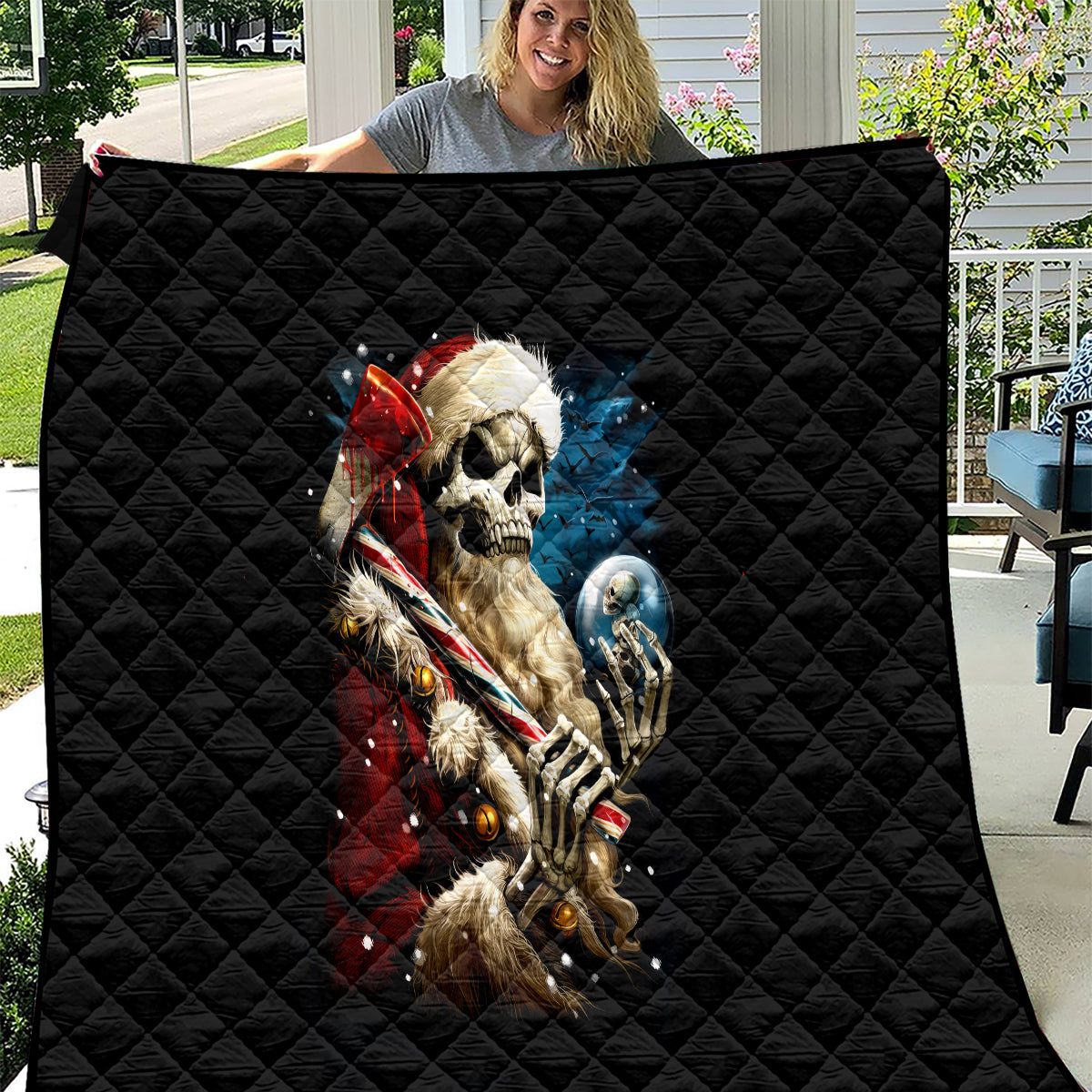 Skeleton Santa Claus Quilt Santa Claus Is Coming To Town - Wonder Print Shop