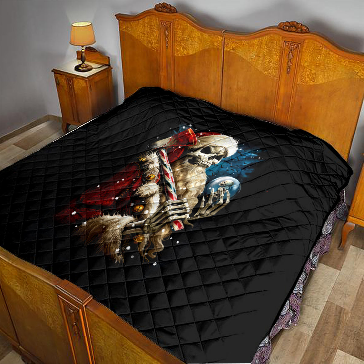 Skeleton Santa Claus Quilt Santa Claus Is Coming To Town - Wonder Print Shop
