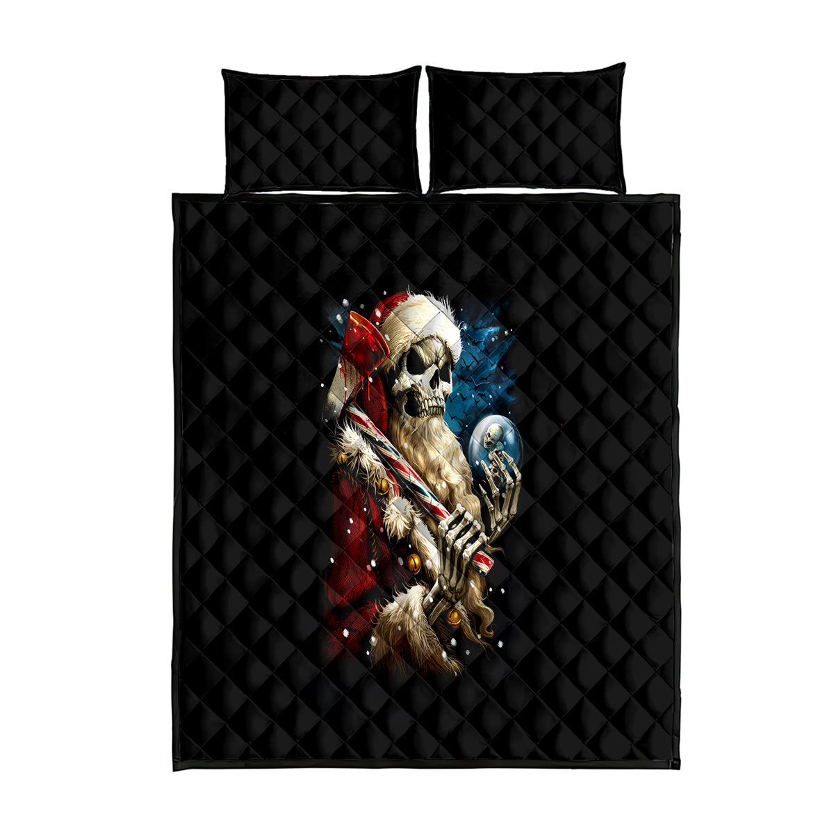 Skeleton Santa Claus Quilt Bed Set Santa Claus Is Coming To Town - Wonder Print Shop