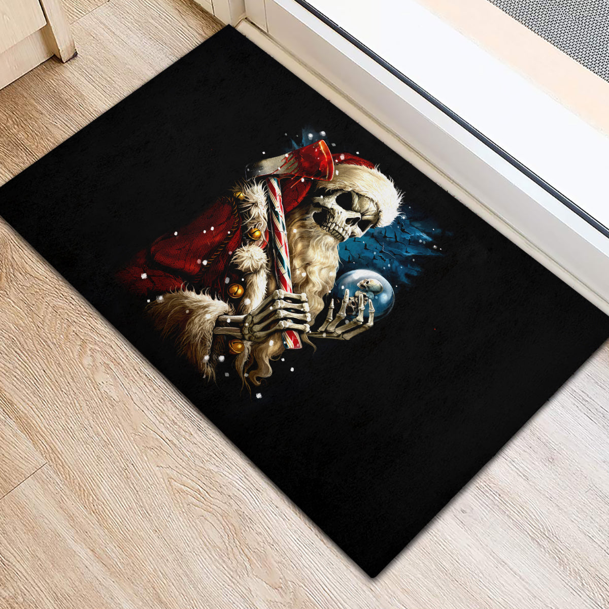 Skeleton Santa Claus Rubber Doormat Santa Claus Is Coming To Town - Wonder Print Shop