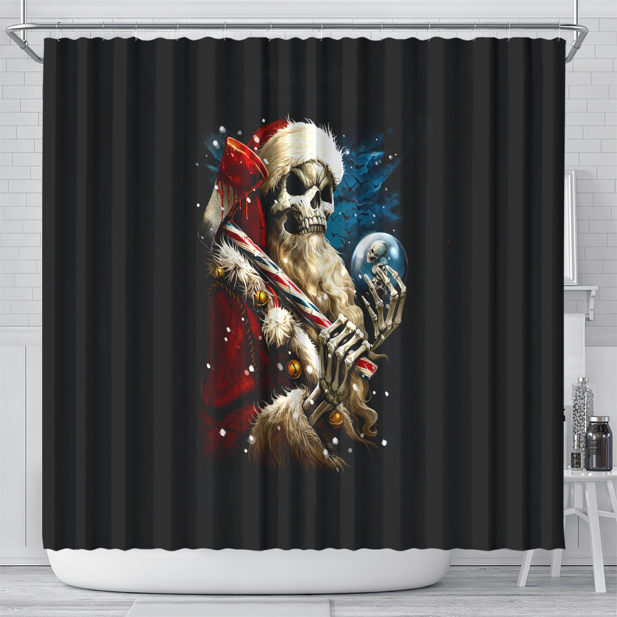 skeleton-santa-claus-shower-curtain-santa-claus-is-coming-to-town