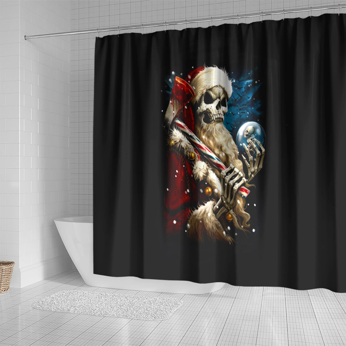 skeleton-santa-claus-shower-curtain-santa-claus-is-coming-to-town