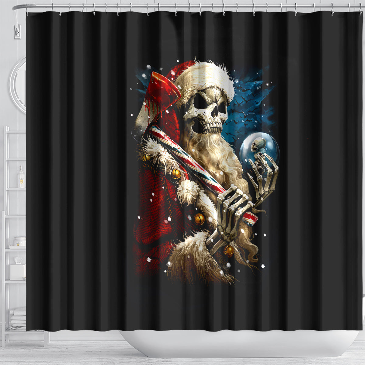 skeleton-santa-claus-shower-curtain-santa-claus-is-coming-to-town