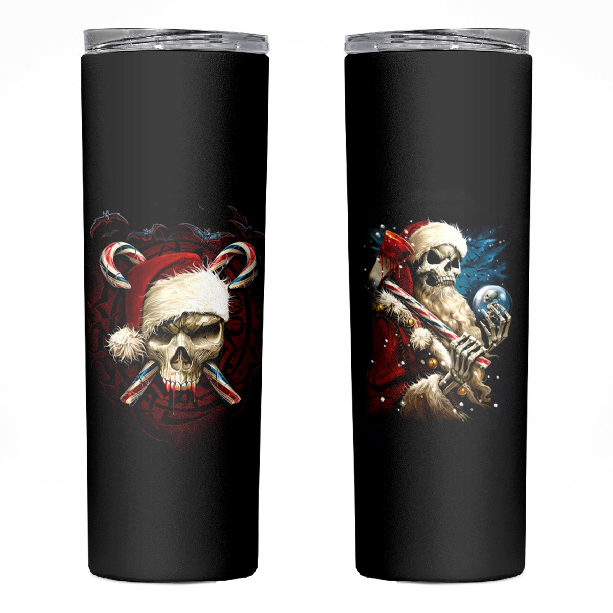 Skeleton Santa Claus Skinny Tumbler Santa Claus Is Coming To Town - Wonder Print Shop
