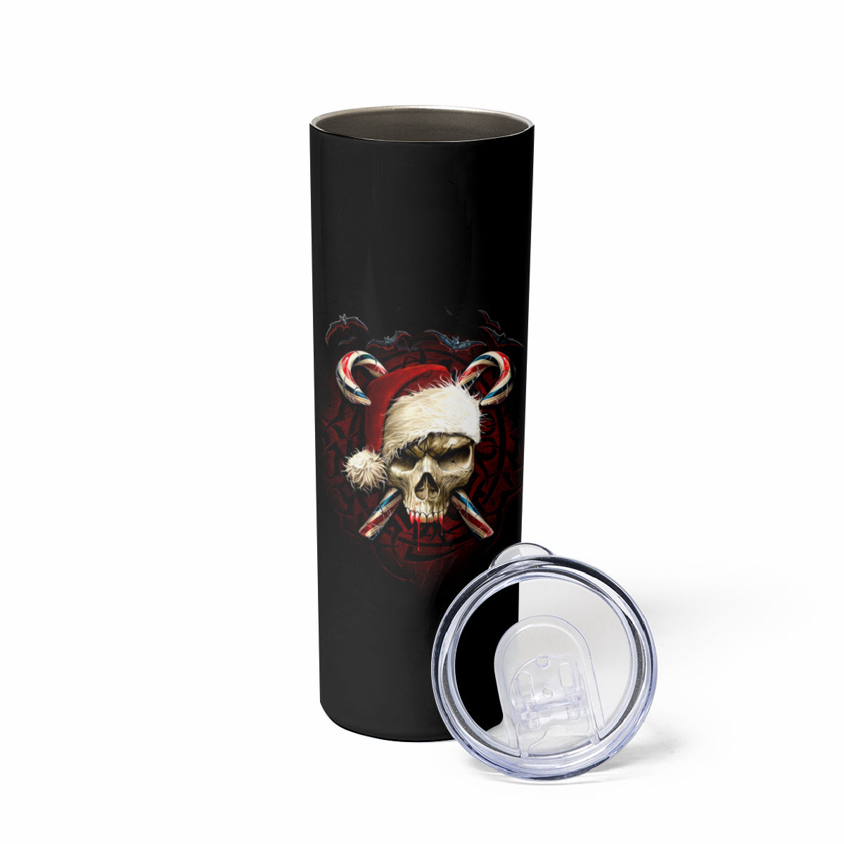 Skeleton Santa Claus Skinny Tumbler Santa Claus Is Coming To Town - Wonder Print Shop