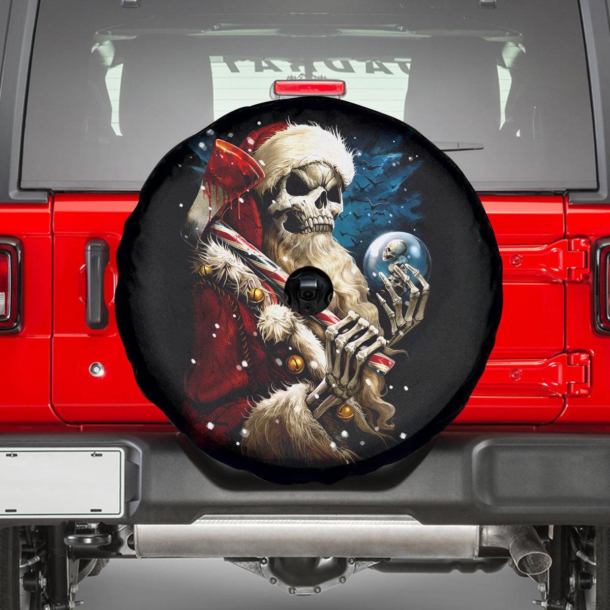 Skeleton Santa Claus Spare Tire Cover Santa Claus Is Coming To Town - Wonder Print Shop