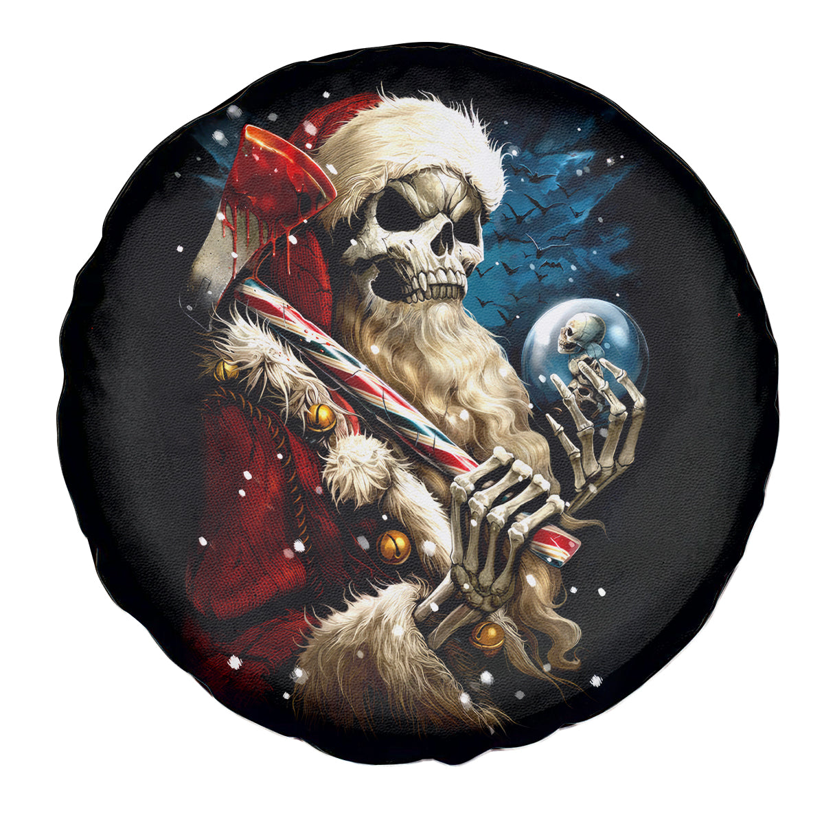 Skeleton Santa Claus Spare Tire Cover Santa Claus Is Coming To Town - Wonder Print Shop