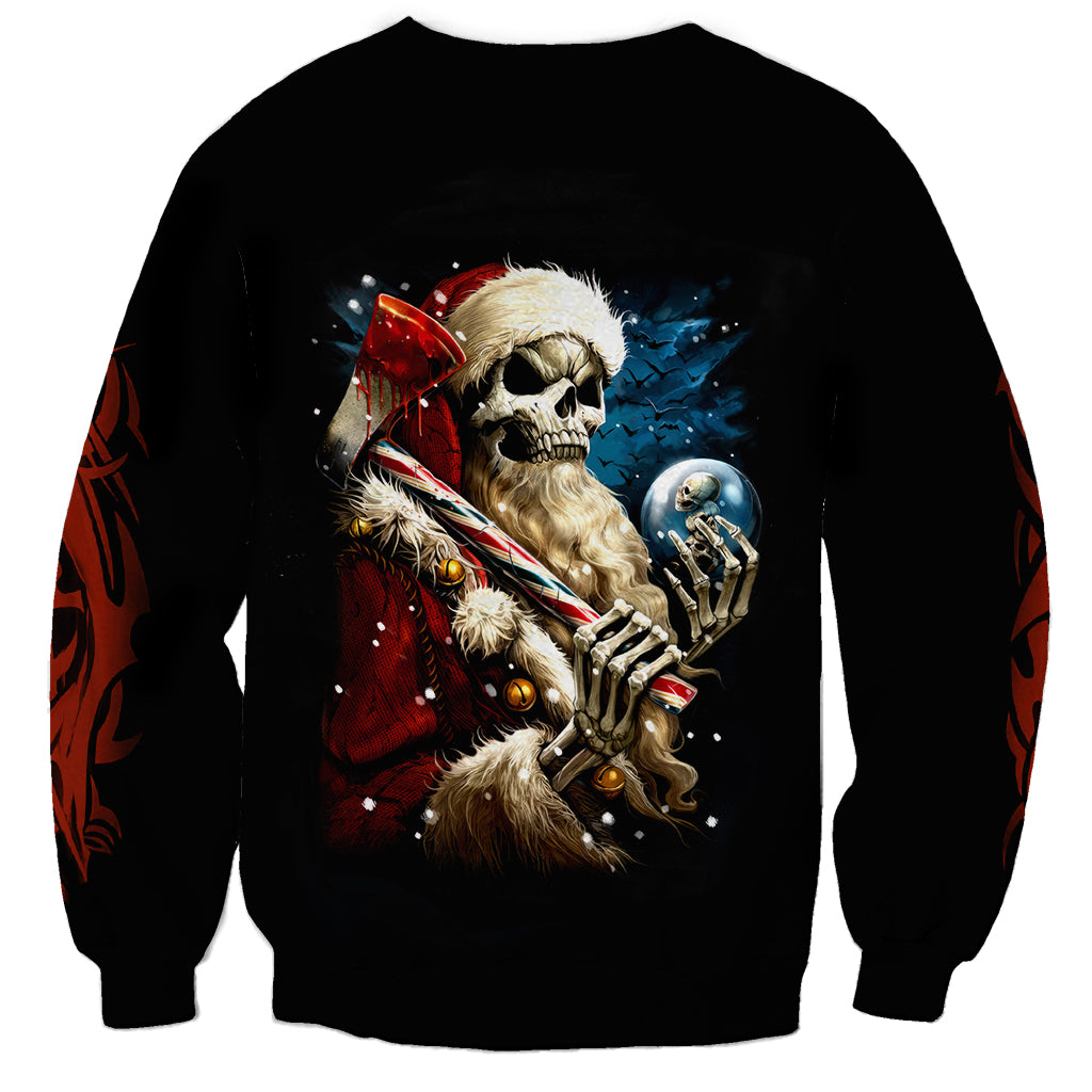 Skeleton Santa Claus Sweatshirt Santa Claus Is Coming To Town - Wonder Print Shop