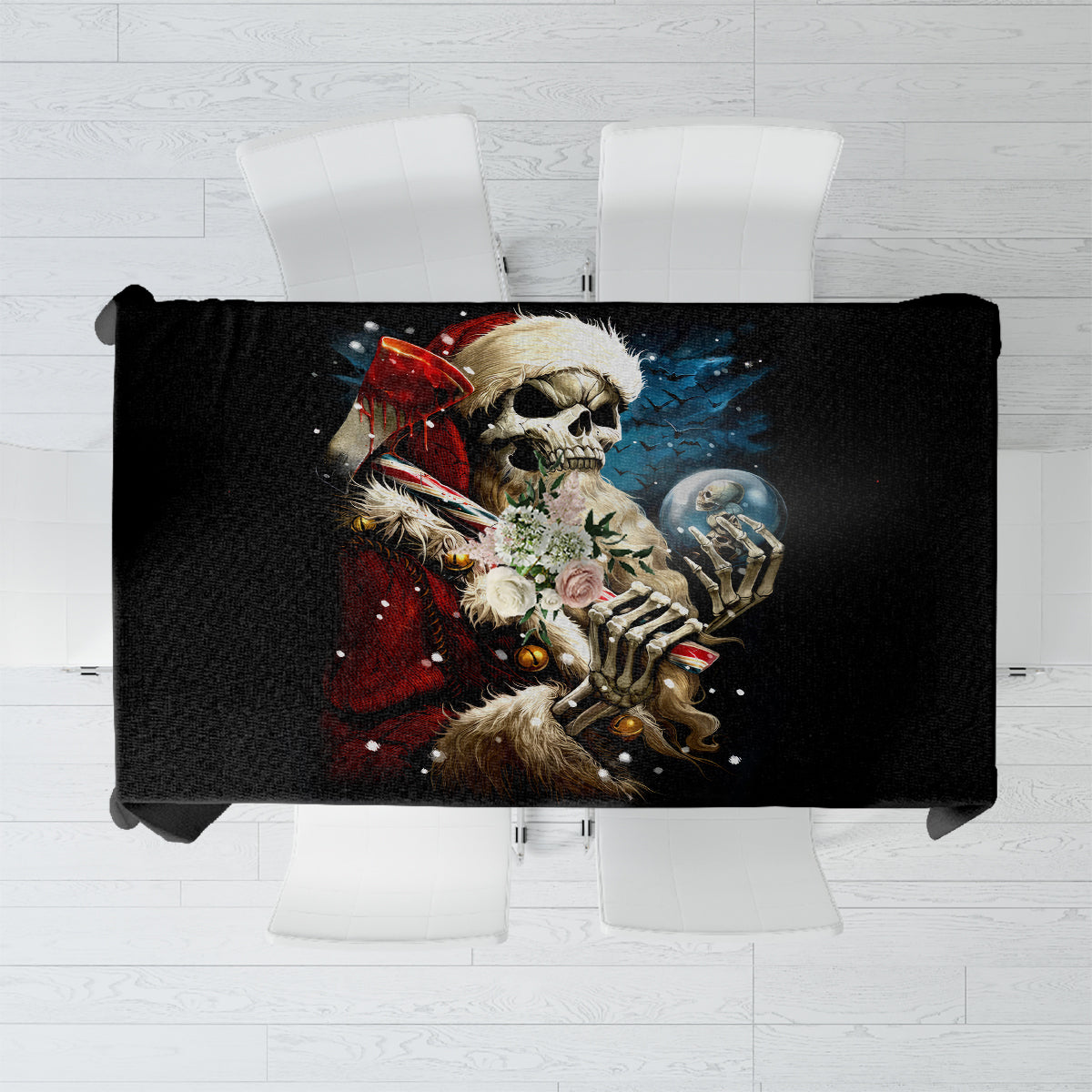Skeleton Santa Claus Tablecloth Santa Claus Is Coming To Town - Wonder Print Shop
