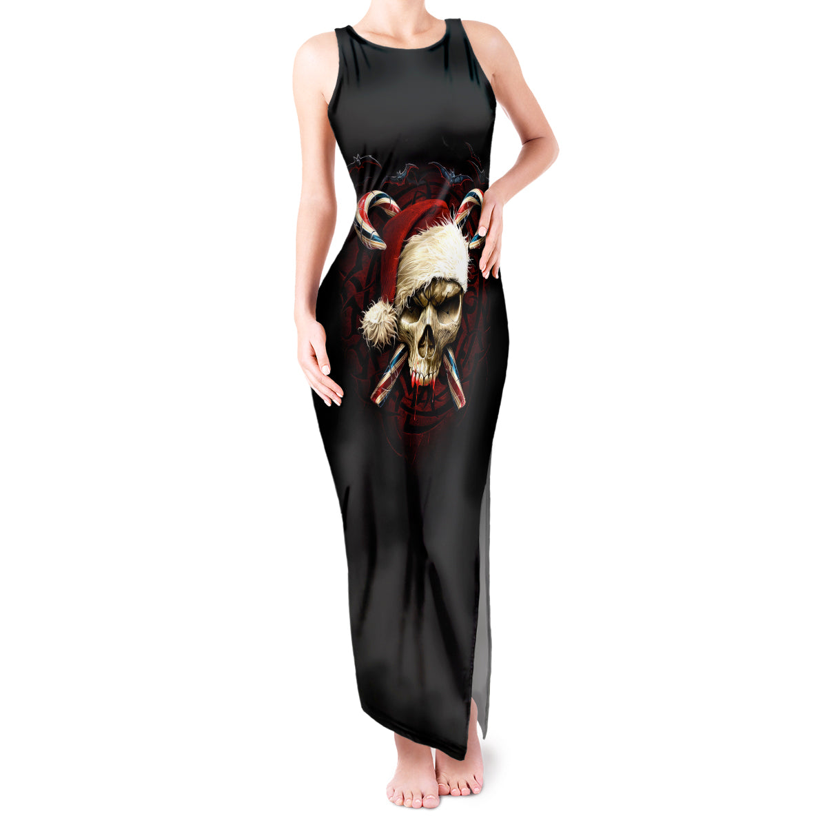Skeleton Santa Claus Tank Maxi Dress Santa Claus Is Coming To Town - Wonder Print Shop