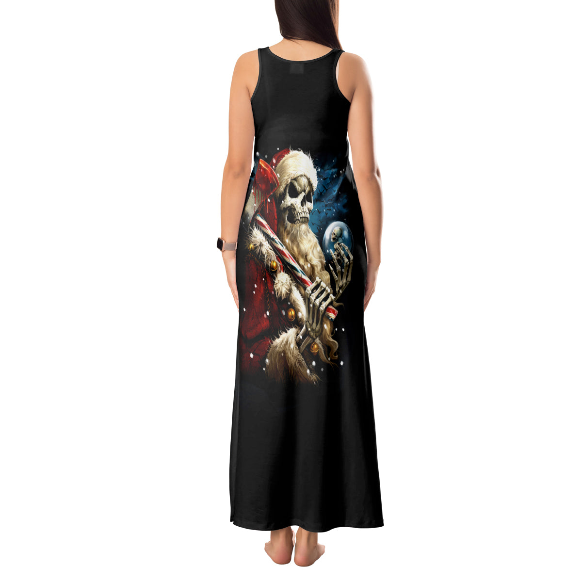 Skeleton Santa Claus Tank Maxi Dress Santa Claus Is Coming To Town - Wonder Print Shop