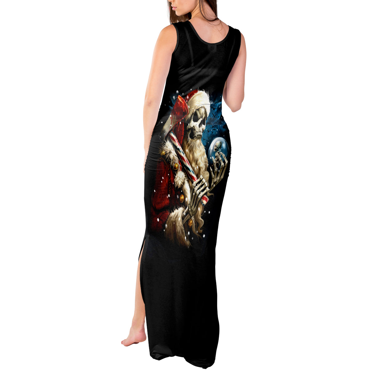 Skeleton Santa Claus Tank Maxi Dress Santa Claus Is Coming To Town - Wonder Print Shop
