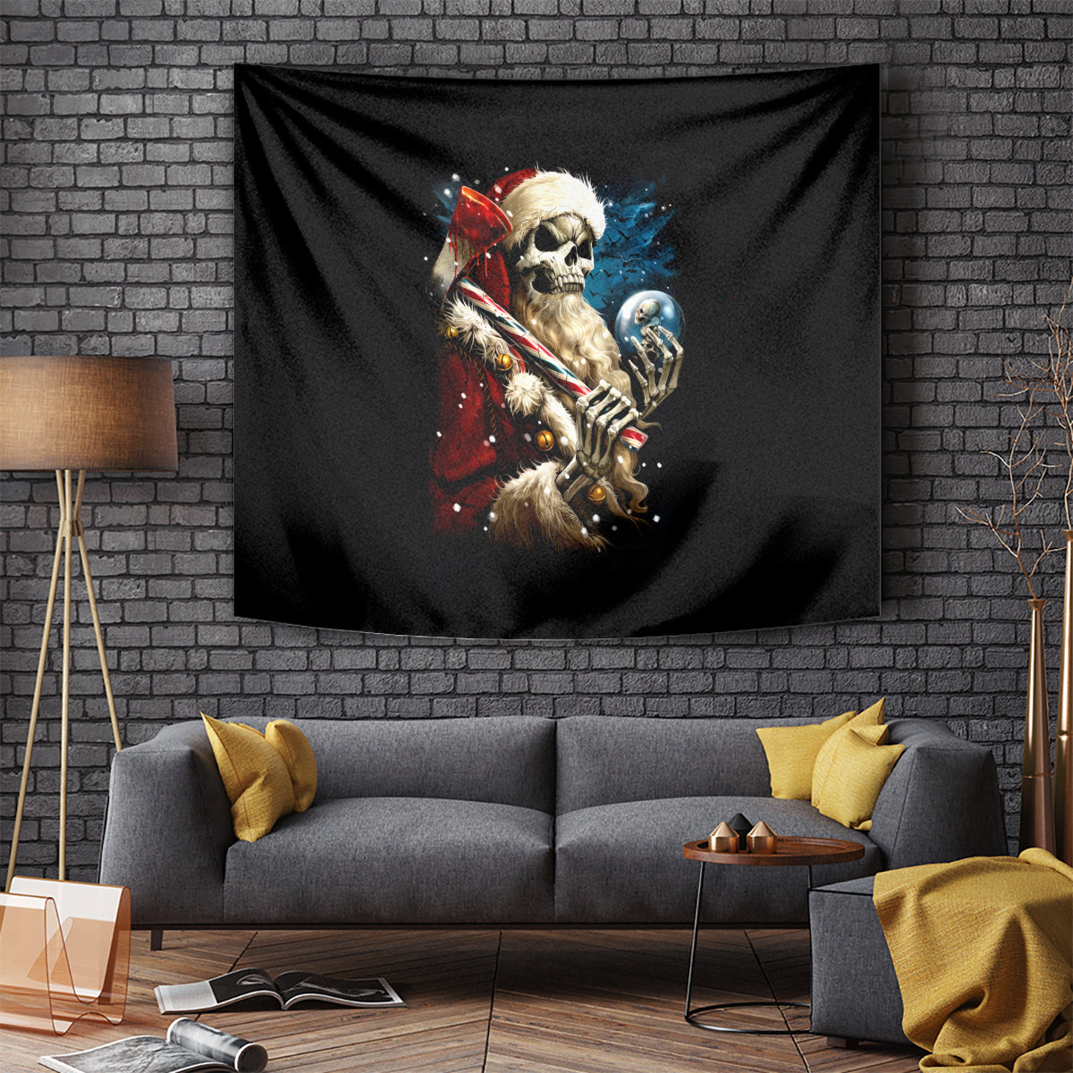 Skeleton Santa Claus Tapestry Santa Claus Is Coming To Town - Wonder Print Shop