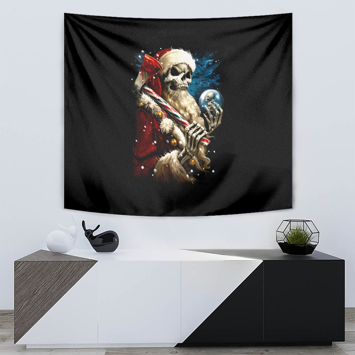 Skeleton Santa Claus Tapestry Santa Claus Is Coming To Town - Wonder Print Shop