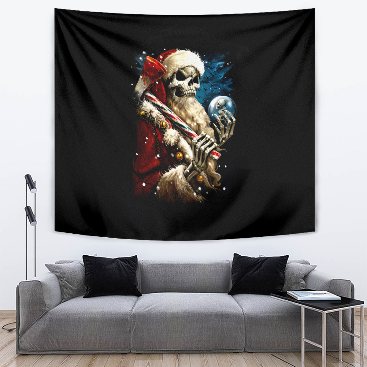 Skeleton Santa Claus Tapestry Santa Claus Is Coming To Town - Wonder Print Shop