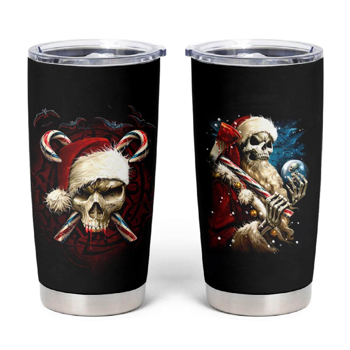 Skeleton Santa Claus Tumbler Cup Santa Claus Is Coming To Town - Wonder Print Shop