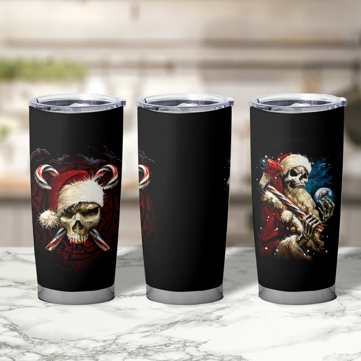Skeleton Santa Claus Tumbler Cup Santa Claus Is Coming To Town - Wonder Print Shop